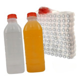 100un Garrafa Descartável Leitosa 1l Com Tampa Lacre Laranja
