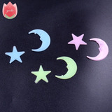 100unid - Estrela E Lua Fluorescente Teto De Quarto Infantil