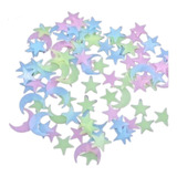 100unid Estrela E Lua Fluorescente Para Teto Quarto Infantil