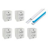  10m Canaleta 20x10x1000 Mm + 5 Tomadas Dupla Sistema X