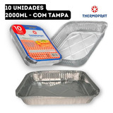 10un Bandeja Marmitex 2000ml Alumínio Retangular