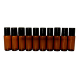 10un Frasco Roll On Vidro Ambar 5ml Tampa Preta Aromaterapia