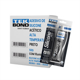 10un Silicone Acético Blister Alta Temperatura Tek Bond 50g Cor Preto