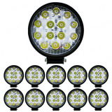 10x Farol De Milha 14 Led 42w 12v/24v Redondo Off-road 6000k