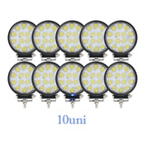 10x Farol De Milha 14 Led 42w 12v/24v Redondo Off-road 6000k