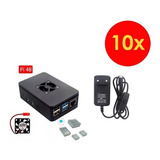 10x Fonte Usb C+case +cooler +dissipadores P/ Raspberry Pi 4