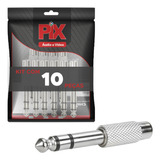 10x Plug Adaptador P10 Estéreo P/jack