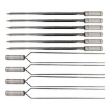 10x Espetos De Inox Lâmina 80cm 6 espada E 4 duplo Churrasco