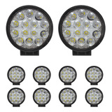 10x Farol De Milha 14 Led 42w 12v 24v Redondo Off road 6000k