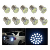10x Lâmpada Led Ba15s 1156 P21w 1 Pólo Branco 22 Smd 12v