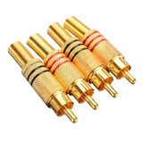 10x Plug Rca Dourado Macho Metalico