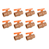 10x Registro Esfera Soldável Pvc 32mm 1 Marrom Cola
