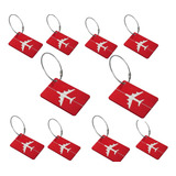 10x Tag De Mala Etiquetas De Bagagens Em Alumínio Vermelho