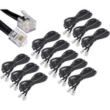 11 Fios Telefone Fixo 1 Metro Rj11 X Rj11 Cabo 4 Vias Preto