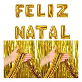 11 Pcs Balão Metalizado Letras Feliz Natal Cortina Dourado