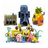 11 Unidades 15 Cm Bob Esponja Figura Casa Modelo Ornamento D