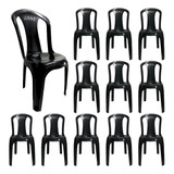 12 Cadeiras Plástica Igreja Preta Bistrô