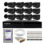 12 Câmeras Bullet Black Full Hd Dvr 16 Canais Hd Instalado
