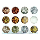 12 Enfeites Glitter Flocado Encapsulado Decoração De Unhas