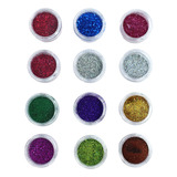 12 Glitter Encapsulado Flocado Pedrarias Caviar Strass Unhas Cor Hs-670