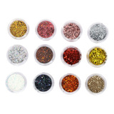 12 Glitter Encapsulado Flocado Pedrarias Caviar Strass Unhas Cor Hs-713