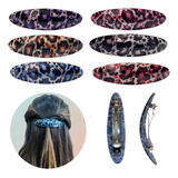 12 Presilhas Cabelo Estampa Onça Colorida Fivela Clip Grampo