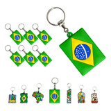 12 Chaveiros Souvenir De Turismo Do Brasil Emborrachados Cor Bandeira Do Brasil Verde Claro
