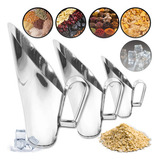 12 Concha Para Cereais Grãos 100 50 30 Gr Medidores Aço Inox Cor Aço Inox Brilhante