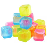 12 Cubos De Gelo Artificial Reutilizável Coloridos Quadrado