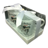 12 Kit Duplo Padrinhos Caneca De Porcelana Com Caixa laços