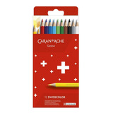 12 Lápis De Cor Swisscolor Cardboard Permanente Caran D ache