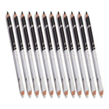 12 Lápis Delineador Olhos Preto Branco 2em1 Kit Sobrancelhas
