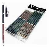 12 Lápis Preto Branco Marrom Olhos Sobrancelhas Atacado Kit