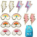 12 Patches Autoadesivos De Chenille Fofos Coloridos Com Glitter Arco íris Bordados Adesivos Apliques Costurados Para Roupas DIY Mochila Chapéu Decoração