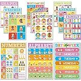 12 Peças De Cartazes ASL Em Linguagem De Sinais Pôster De Linguagem De Sinais Americana Para Crianças Estudantes Decorações De Sala De Aula