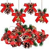 12 Peças De Enfeites De Pinhas De árvore De Natal Pinhas Com Pingente De Sino Artesanato Decorações De Pinhas Penduradas Com Laços Enfeites De Natal Rústicos De Outono Para árvore De Natal 