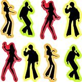 12 Peças Retro 70 Silhuetas De Dança Recortes Disco Silhueta Vintage Festa Anos 80 Acessórios De Parede Adesivos Para Festa Tema Dos Anos 70
