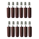 12 Pés Madeira Marrom C Bucha Tdc Cama Box Baú Casal 12cm