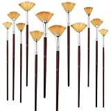 12 Pincéis Macios Para Pintura De Artista Com Cabo De Madeira Pincéis De Tinta Acrílica óleo Acrílico Nylon Antiqueda Kit Profissional De Pincéis Com Cabo Longo Para Guache Aquarela
