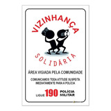 12 Placas Vizinhança Solidária Área Vigiada Comunidade 30x20
