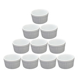 12 Ramekin Mini Potinho Para Molho 40ml Porcelana 1 Linha Cor Branco Canelado