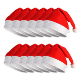 12 Touca De Papai Noel Feltro Liso Natal Gorro Natalino