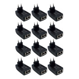 12 Unid Fonte Poe Lan Compacta 12v 1a Conector Rj45 8p8c