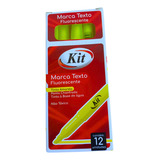 12 Unidades Canetas Marca Texto Kit Amarelo Fluor Néon