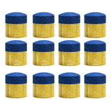 12 Virolas Com Sola Em Couro Para Taco Bilhar Sinuca 11mm Cor Azul