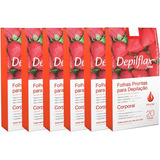 120 Folhas Prontas Depilação Corporal Depilflax Morango