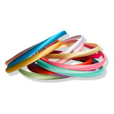 120 Tiara Colorida Cetim Encapada Plástica Fina 10mm