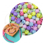 120 Miçangas Bola Sorriso Infantil 06mm Para Fazer Pulseira