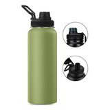 1200ml Garrafa Térmica Bebidas Quentes E Frias Garrafas De Água Para Desporto E Fitness Cor Verde musgo