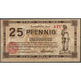 12928 Notgeld Alemanha Stadt Koln 1921 25 Pfennig